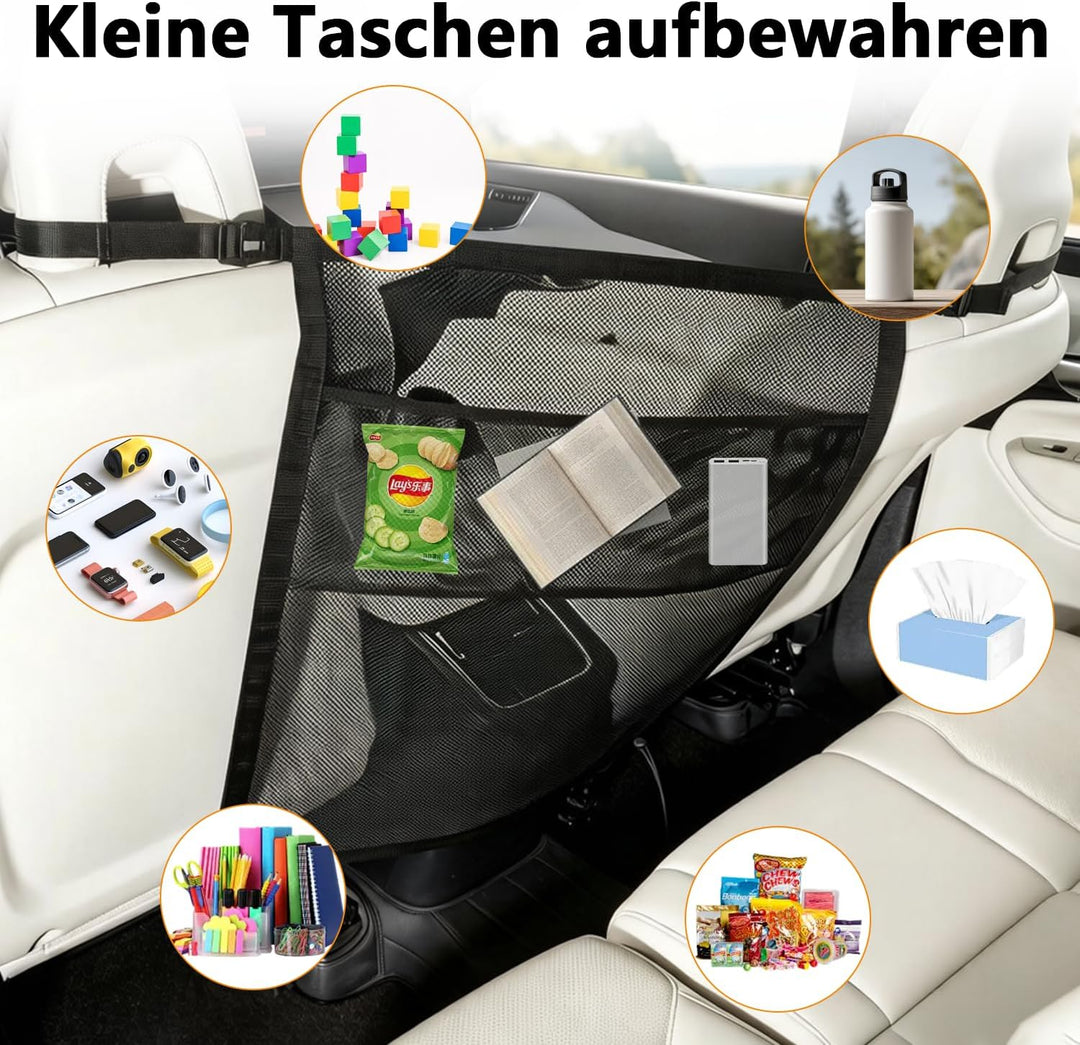 Auto Haustier Absperrnetz mit Aufbewahrungstasche, Universelles Trennnetz für Vordersitz und Rückban