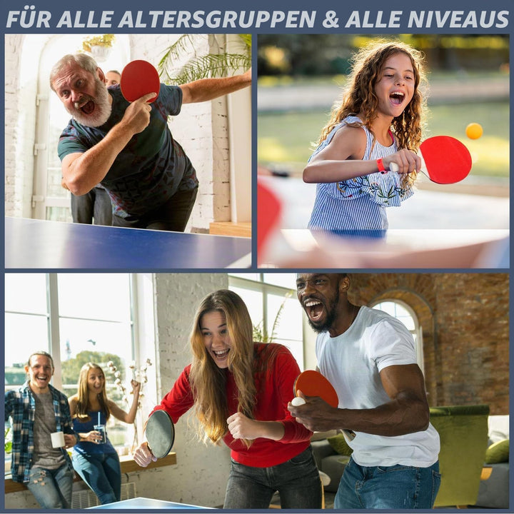 Tischtennisschläger Tischtennis Set mit Tischtennisbälle, Pingpong Set für Kinder Anfänger, Familien
