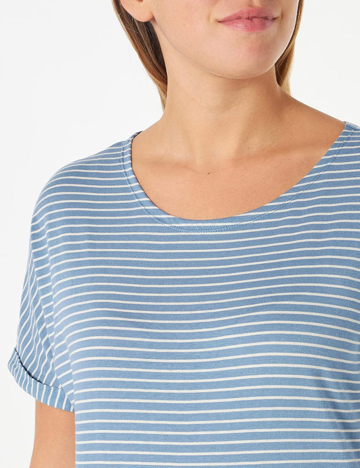 People Tree Damen Stripe Pyjama Tee 36 Blau, 36 Blau