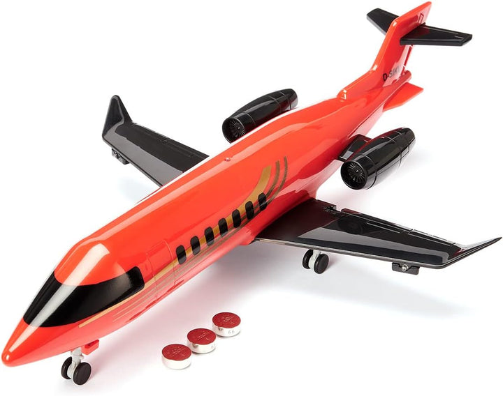 siku 2526, Geschäftsflugzeug, Spielzeug-Jet, Kunststoff, Rot, 7 LED-Lichter, Ein- und ausklappbares
