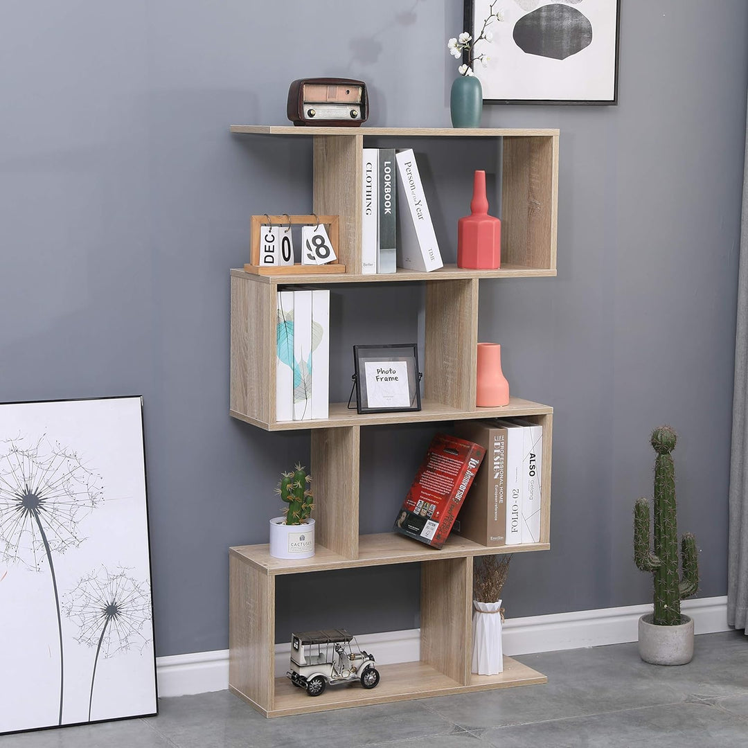 Etnicart - Bücherregal, Farbe Eiche, Büro, modern, doppelseitig, 70x23,5x127,5cm selbsttragend, Würf