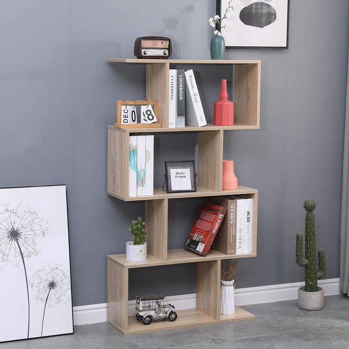 Etnicart - Bücherregal, Farbe Eiche, Büro, modern, doppelseitig, 70x23,5x127,5cm selbsttragend, Würf