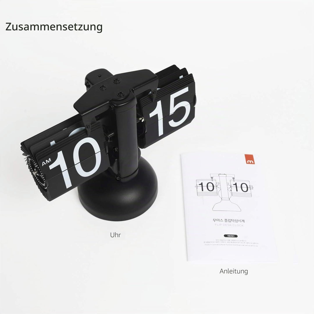 mooas Flip Schreibtischuhr (weiss) Retro Vintage Design Auto Flip Clock Schreibtischuhr Tischuhr Gro