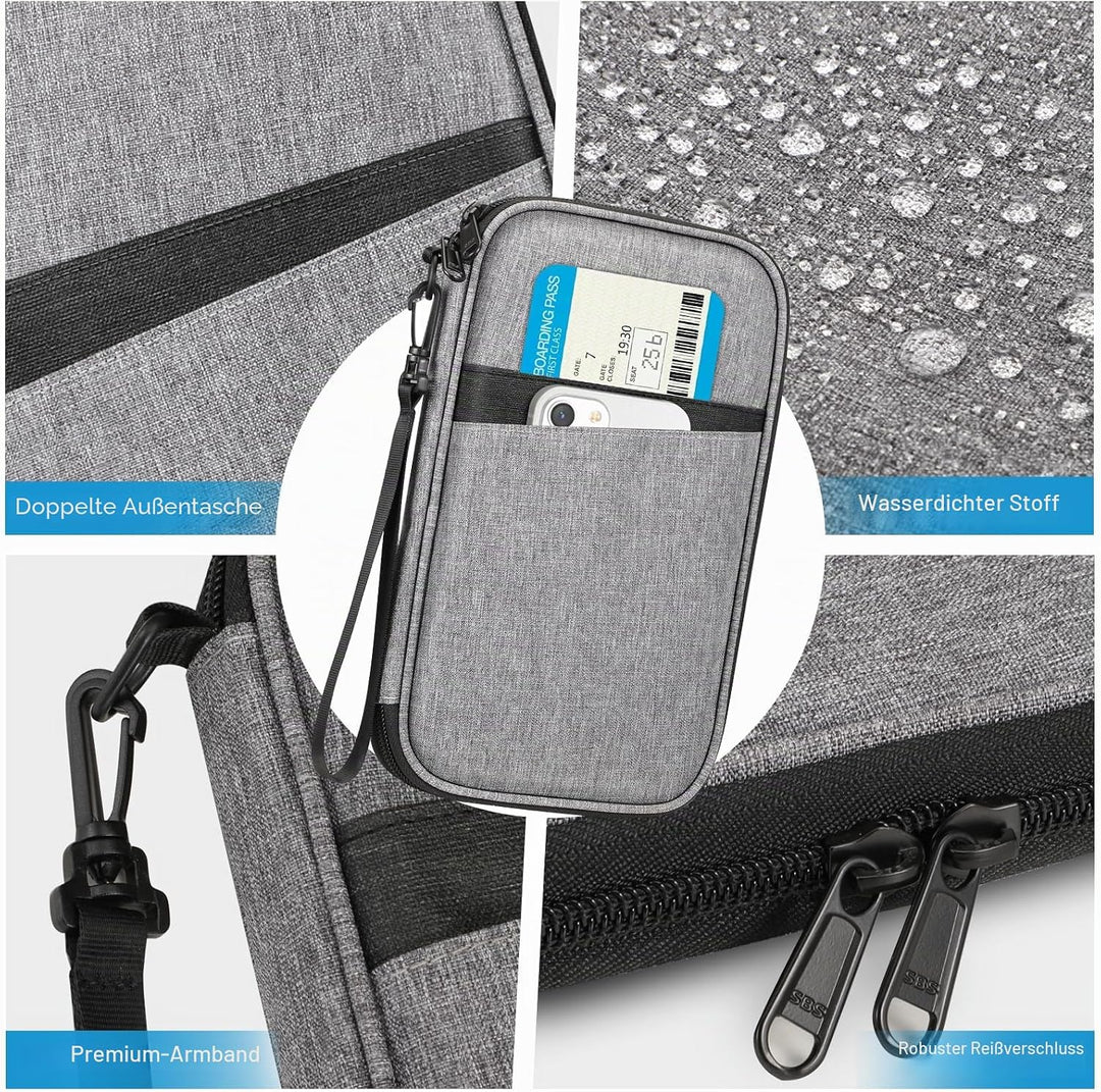 Fintie Reisepass Tasche Familie Reiseorganizer, RFID-Blockier Wasserdicht Handytasche Reisepasshülle