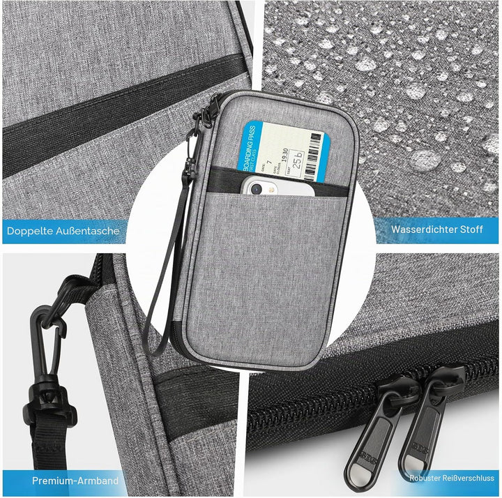 Fintie Reisepass Tasche Familie Reiseorganizer, RFID-Blockier Wasserdicht Handytasche Reisepasshülle