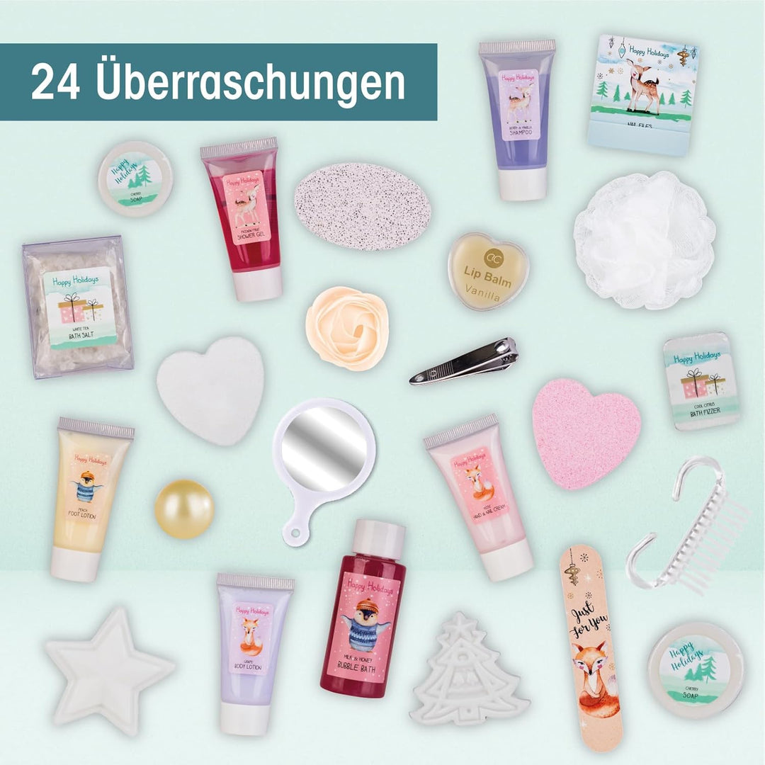 Accentra Pflege Adventskalender 2025 für Kinder, Adventskalender für Mädchen mit 24 Pflegeprodukten