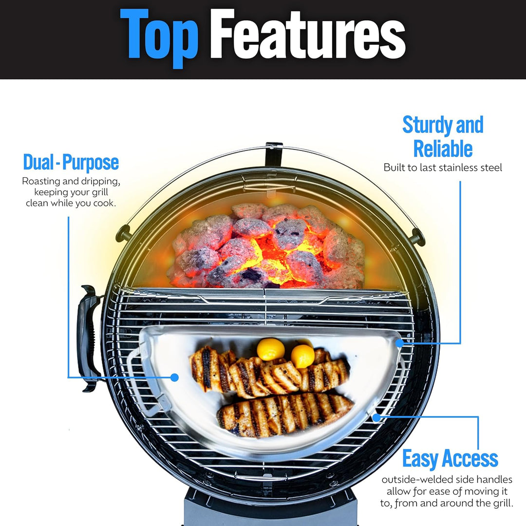 SnS Grills Slow 'N Sear Mini-Tropfpfanne – Edelstahl-Grillzubehör für 45,7 cm Weber Wasserkocher und