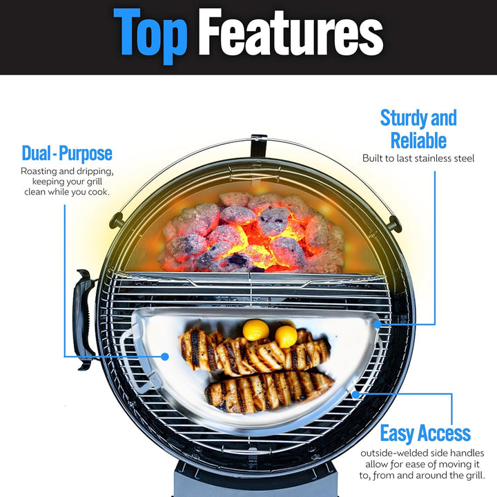 SnS Grills Slow 'N Sear Mini-Tropfpfanne – Edelstahl-Grillzubehör für 45,7 cm Weber Wasserkocher und