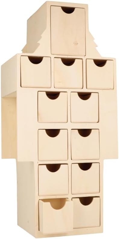 Artemio Adventskalender Nussknacker Pappelsperrholz 17x37,8x12,5cm Kalender Weihnachtskalender Weihn