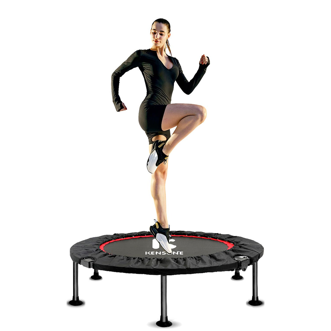 Faltbares Mini Trampolin mit verstellbarem Handlauf, 101.6CM Fitness Trampolin leiser Rebounder für