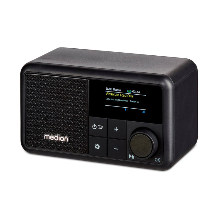 MEDION S66822 Tragbares Mini DAB+ Radio mit Bluetooth (Akku, dimmbares Farbdisplay, Teleskopantenne,