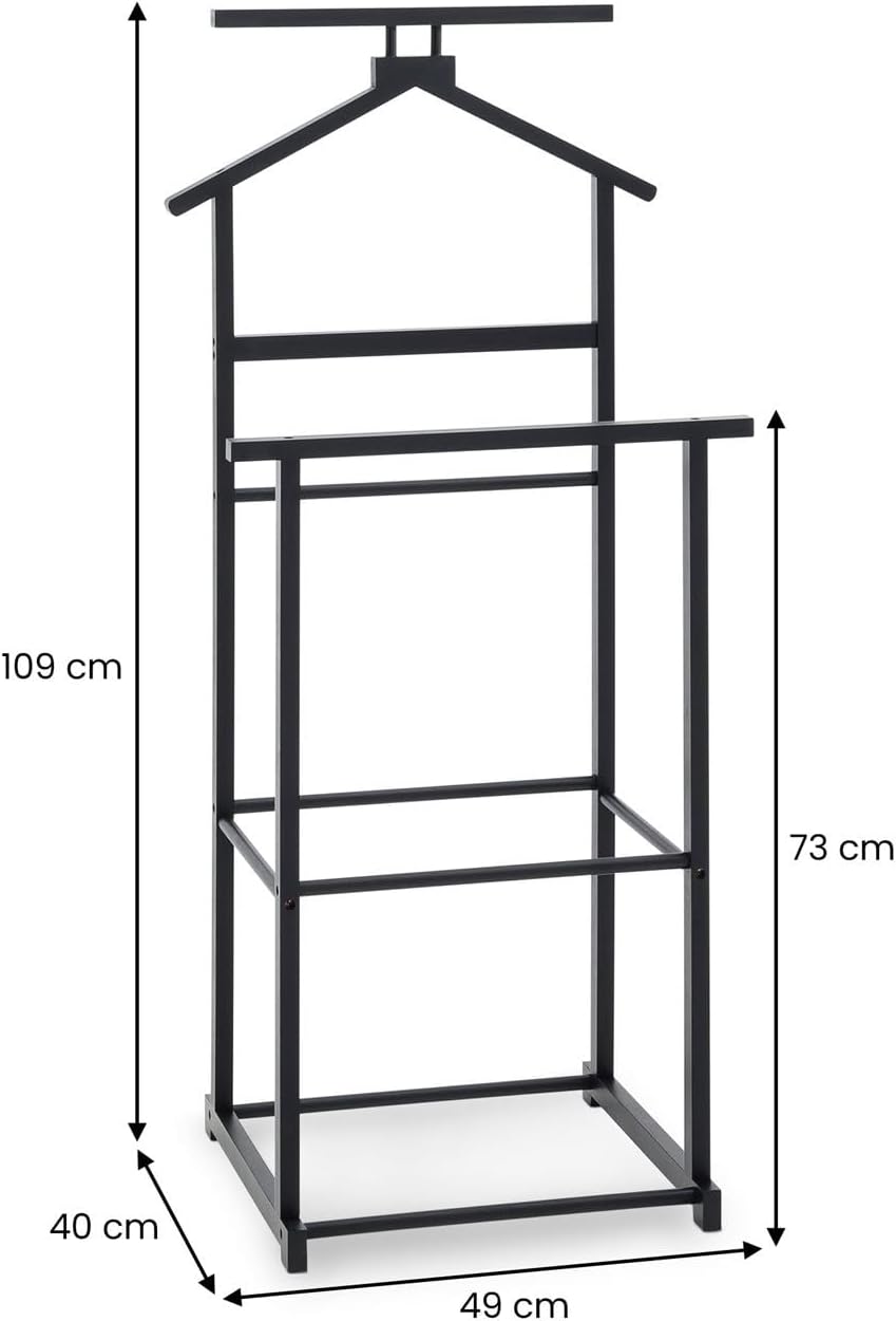 IDIMEX Herrendiener Kanna schwarz - Kleiderbügel, Kleiderbutler mit Hosenablage aus Bambus, modern,