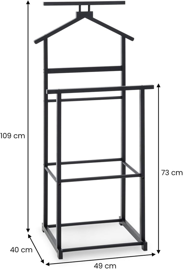 IDIMEX Herrendiener Kanna schwarz - Kleiderbügel, Kleiderbutler mit Hosenablage aus Bambus, modern,
