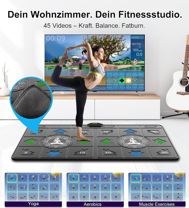 FWFX Tanzmatte TV: Plug&amp;Play, kabellose Controller, Mehrere Modi, Geschenk Anthrazit, Anthrazit