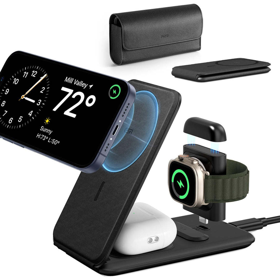 ESR 3 in 1 Ladestation Apple Watch und iPhone, Magsafe Ladestation, Faltbare Magsafe Ladegerät für i