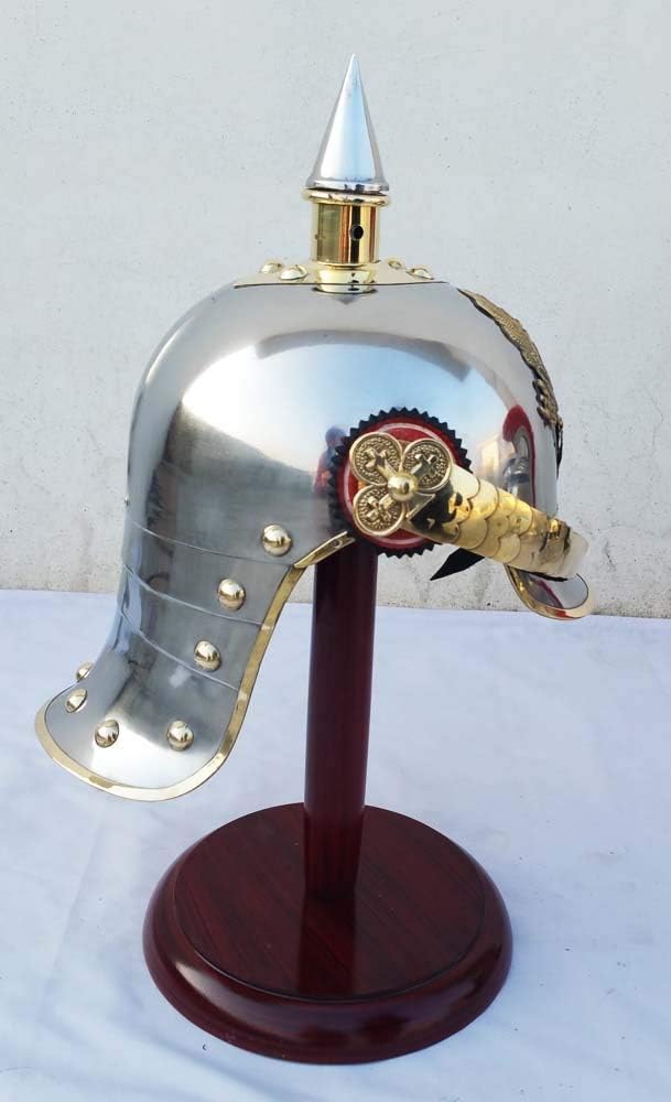 Shiv Shakti Enterprises WW I & II Deutscher Preussischer Helm Messing Spike Pickelhaube Leder Helm A