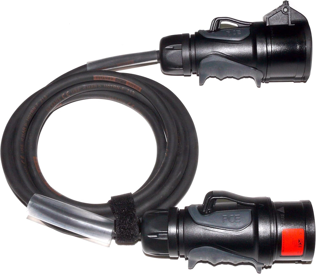 CEE Starkstromkabel (1,5m-50m) 16A Verlängerungskabel Titanex H07RN-F 5x1,5mm² mit schwarzem PCE Gri