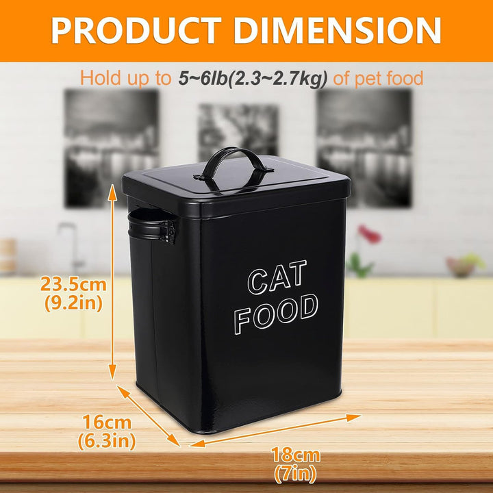 Pethiy Katzenfutter Katzenleckerli aufbewahrung Box, 6.5 Liter Metall Katzenfutter Box Aufbewahrungd