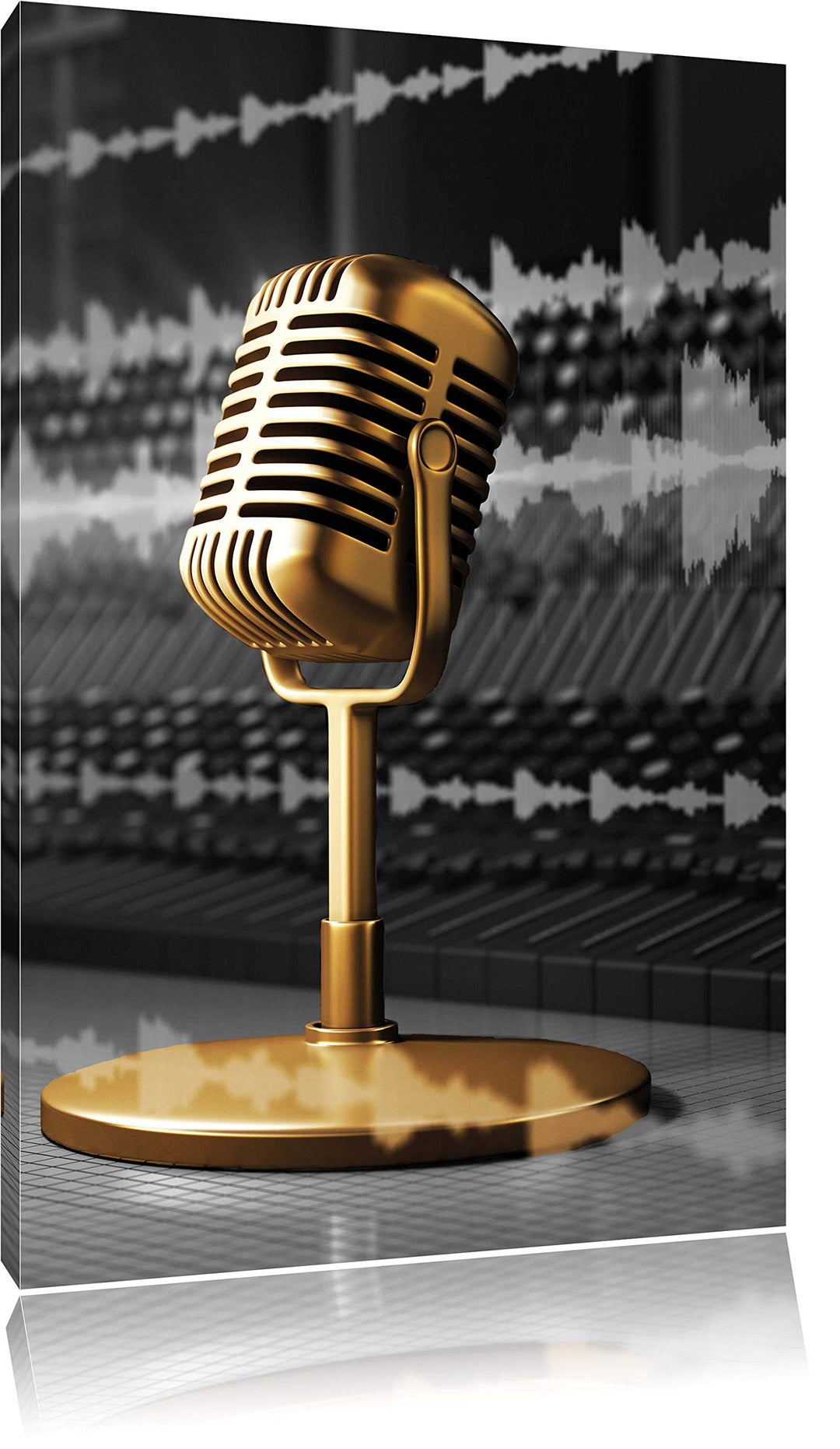 Pixxprint Cooles Musikstudio schwarz/weiss, Format: 80x120 auf hochkantiges Leinwand, 80x120