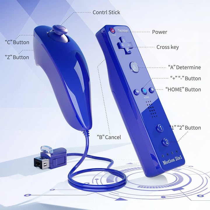 TechKen Controller für Wii mit Motion Plus und Wii Nunchuck Controller Wii Fernbedienung Nunchuk Kon
