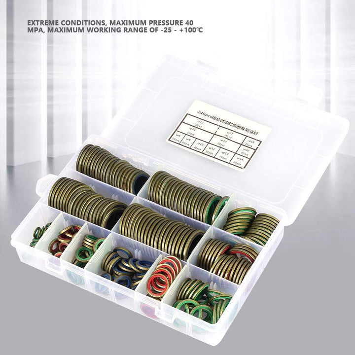 240pcs Dichtring Kupfer Unterlegscheiben gummidichtung Ölring Ablassschraube Dichtung Kombination Bo