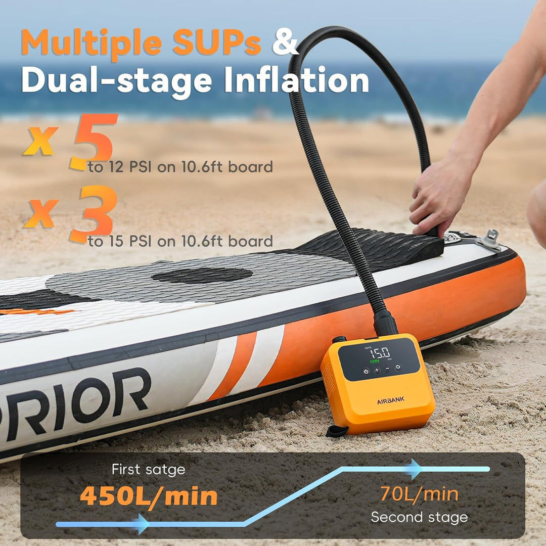 AIRBANK Mini SUP Elektrische Luftpumpe PULSE Pro, superkleine wiederaufladbare elektrische tragbare