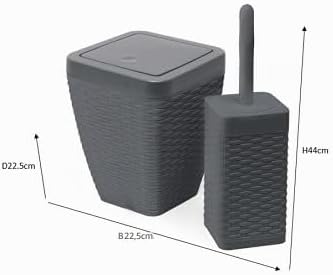 Addis, Rattan-Kunststoff, anthrazit, Bin & Toilet Set Bin & Toilet Set Anthrazit, Bin & Toilet Set A