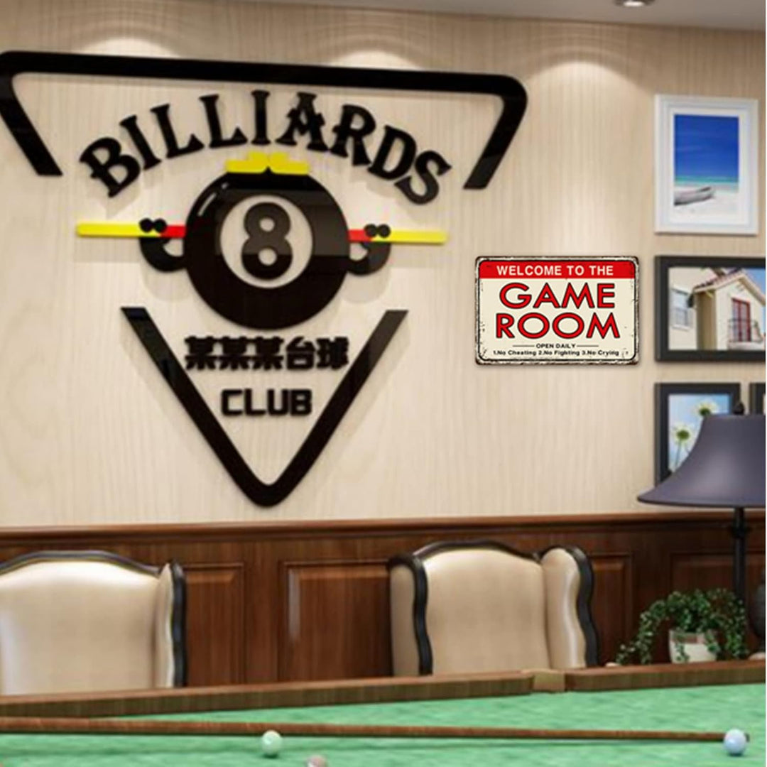 CWEIDP Videospielzimmer-Zubehör und Dekoration, Retro-Arcade-Blechschilder, Billard-Theater-Pulver,