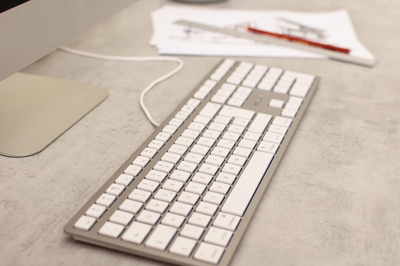 CHERRY USB KC 6000 Slim for Mac Tastatur, Silber/Weiss, einfarbig weiss-silber Deutsches Layout - QW