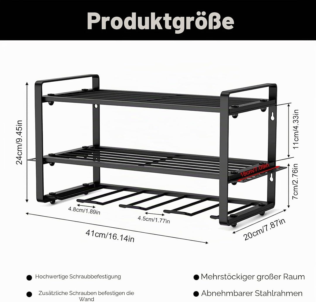 Werkzeug Wandhalterung, 3 Stufige Werkzeugregal, 4 Aufhängeschlitze Einfache Montage Wand Werkzeugha