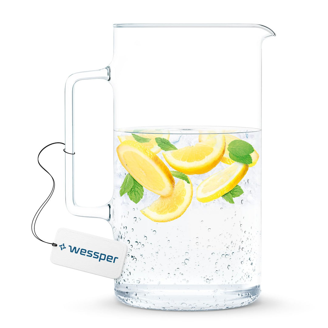 Wessper Glaskaraffe, Glas Krug, Wasserkaraffe, Eistee Krug, Saft Krug ca. 2.5 ltr. aus hitzebeständi