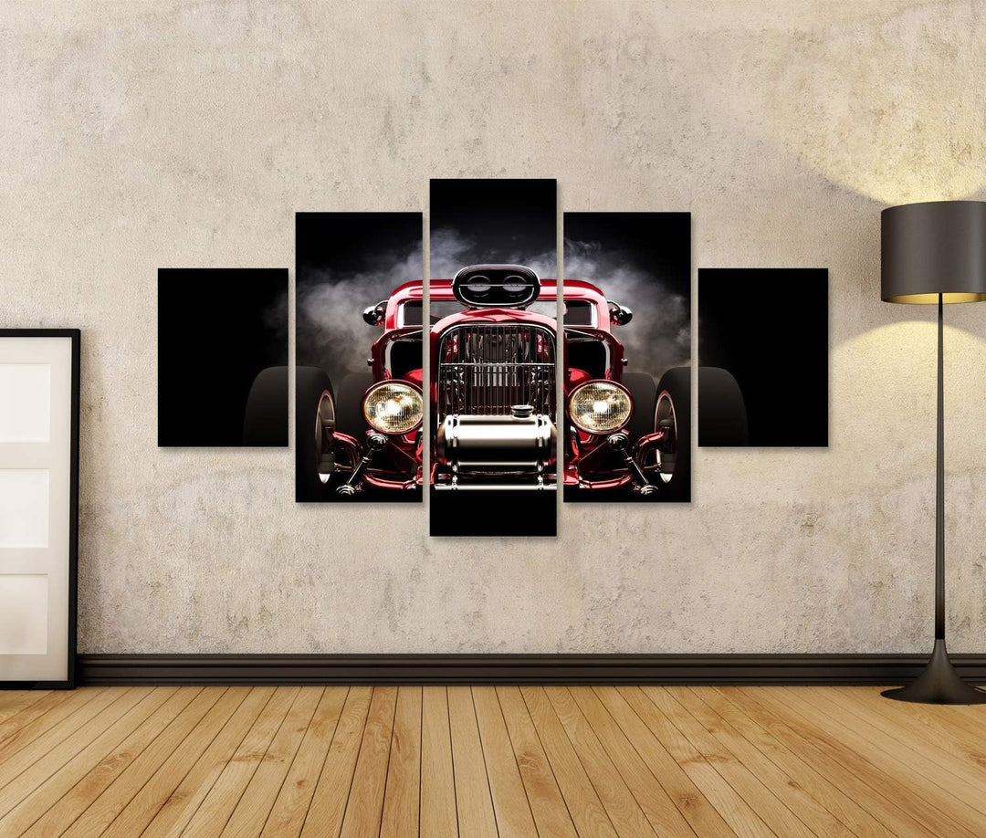 islandburner Bild auf Leinwand Hotrod Mit Rauch Hintergrund 3D Modell Bilder Wandbilder Poster Leinw