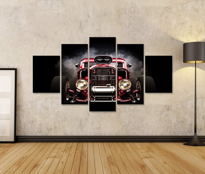 islandburner Bild auf Leinwand Hotrod Mit Rauch Hintergrund 3D Modell Bilder Wandbilder Poster Leinw