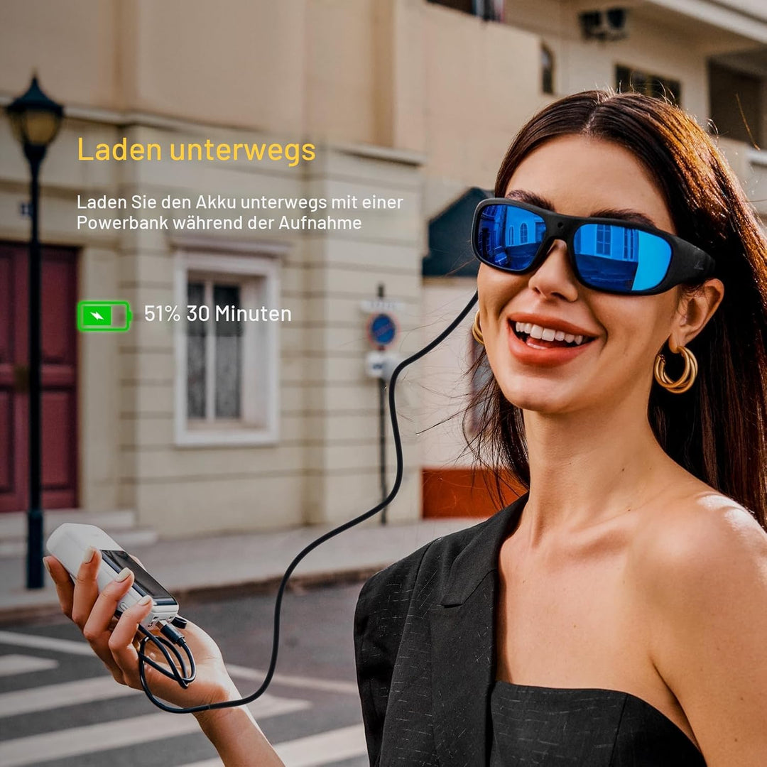 OhO sunshine OhO 256 GB Kamera-Brille, 24 M Auflösung, H.265, 1080P, Smart-Brille mit UV400-Sonnenbr