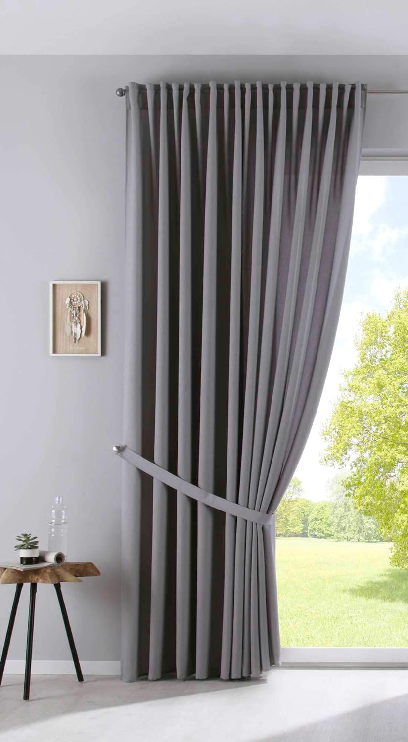 Vorhang Blickdicht »Palermo« HxB 250x300 cm Grau Gardine Extra Breit Matt Lichtdurchlässig Verdeckte
