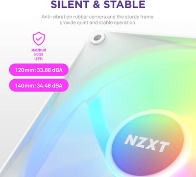 NZXT F120 RGB Core – 120 mm nabenmontierter RGB-Lüfter – 8 einzeln ansteuerbare LEDs – Halbtranspare