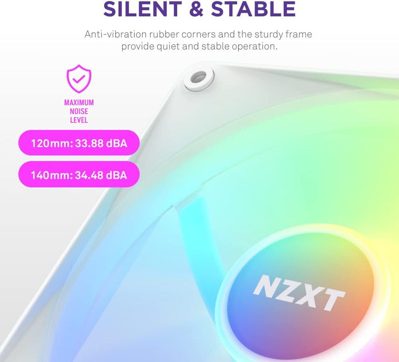 NZXT F120 RGB Core – 120 mm nabenmontierter RGB-Lüfter – 8 einzeln ansteuerbare LEDs – Halbtranspare