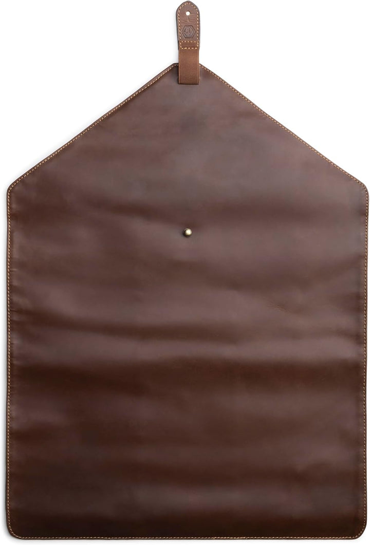 Angus Stoke Messertasche XXL für Kochmesser aus Büffelleder | 14-Fächer Leder-Messerrolltasche gross