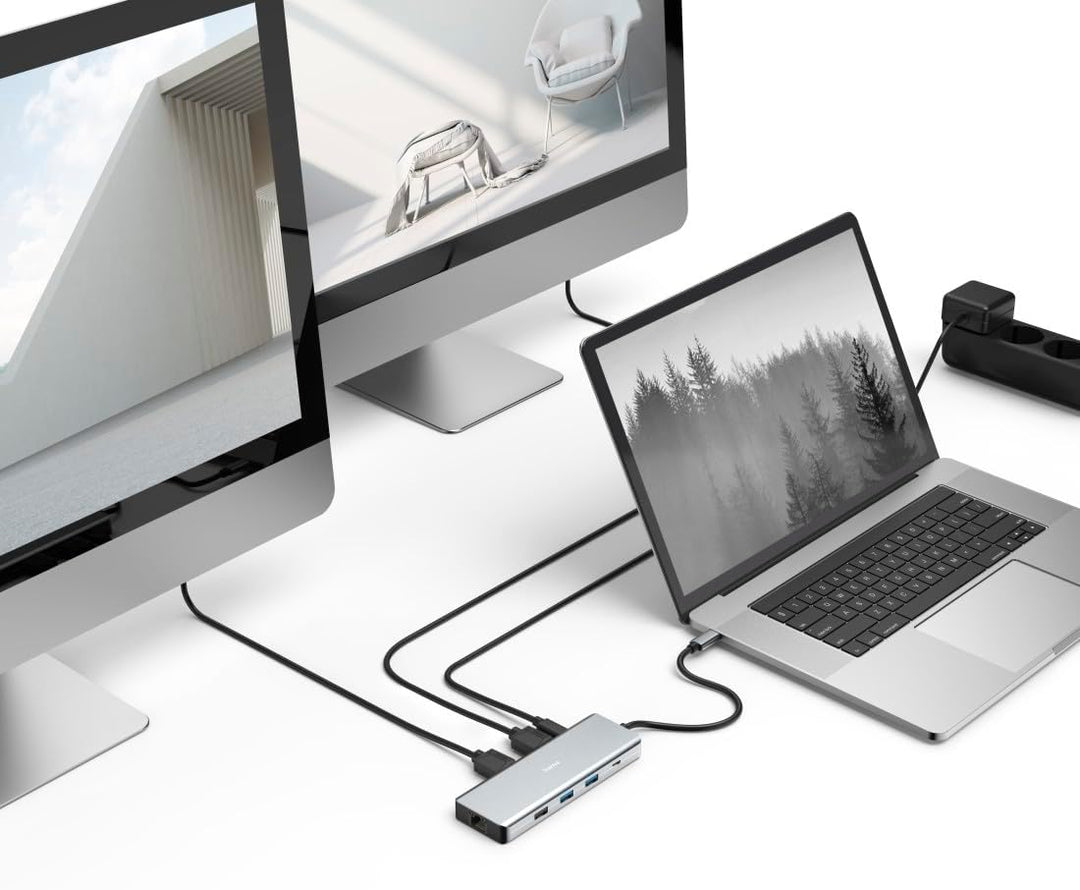 Hama USB Hub 9 Ports, 4xUSB-A, USB-C Daten, USB-C Power, 2xHDMI, Ethernet