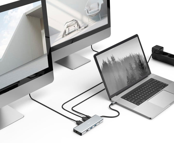 Hama USB Hub 9 Ports, 4xUSB-A, USB-C Daten, USB-C Power, 2xHDMI, Ethernet