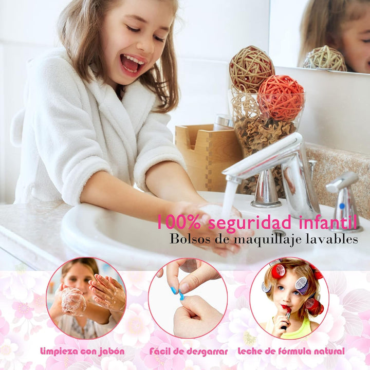 Mrabbitoo Kinderschminke Set Mädchen Schminkkoffer - Waschbar Kinder Make Up Set Schminkset Spielzeu