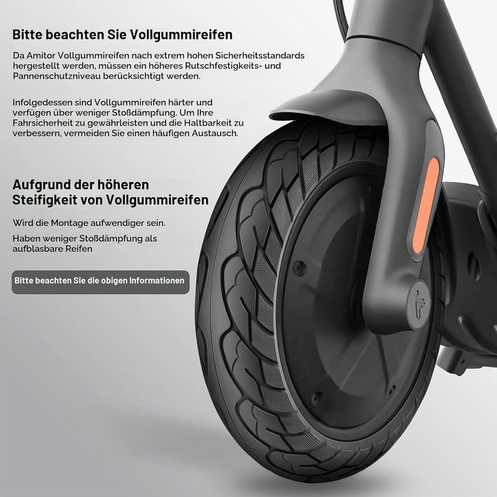 Amitor 10x2.125 Reifen Vollgummi, 10 Zoll Vollgummireifen Scooter mit Antirutsch und Abriebfeste, 10