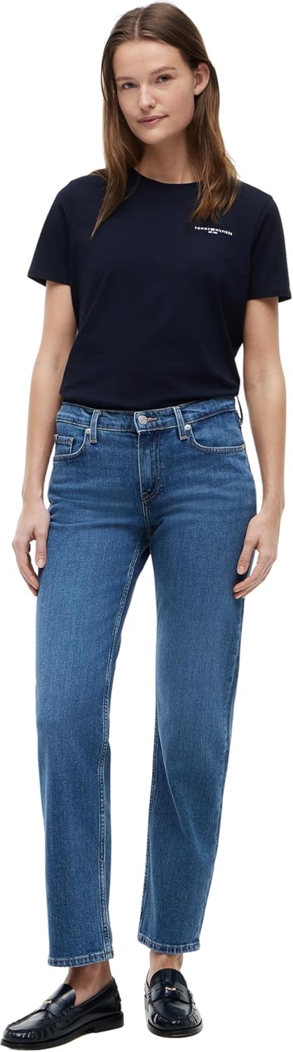 Tommy Hilfiger Damen T-Shirt Kurzarm 1985 Reg Mini Corp Logo C-Nk Ss Rundhalsausschnitt XXS Blue (No
