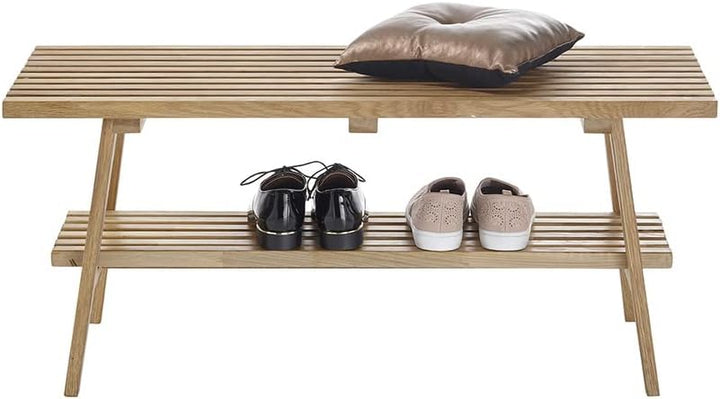 Robas Lund Garderobensitzbank Eiche Massivholz, Belastbarkeit 110 kg, BxHxT 100x45x35 cm