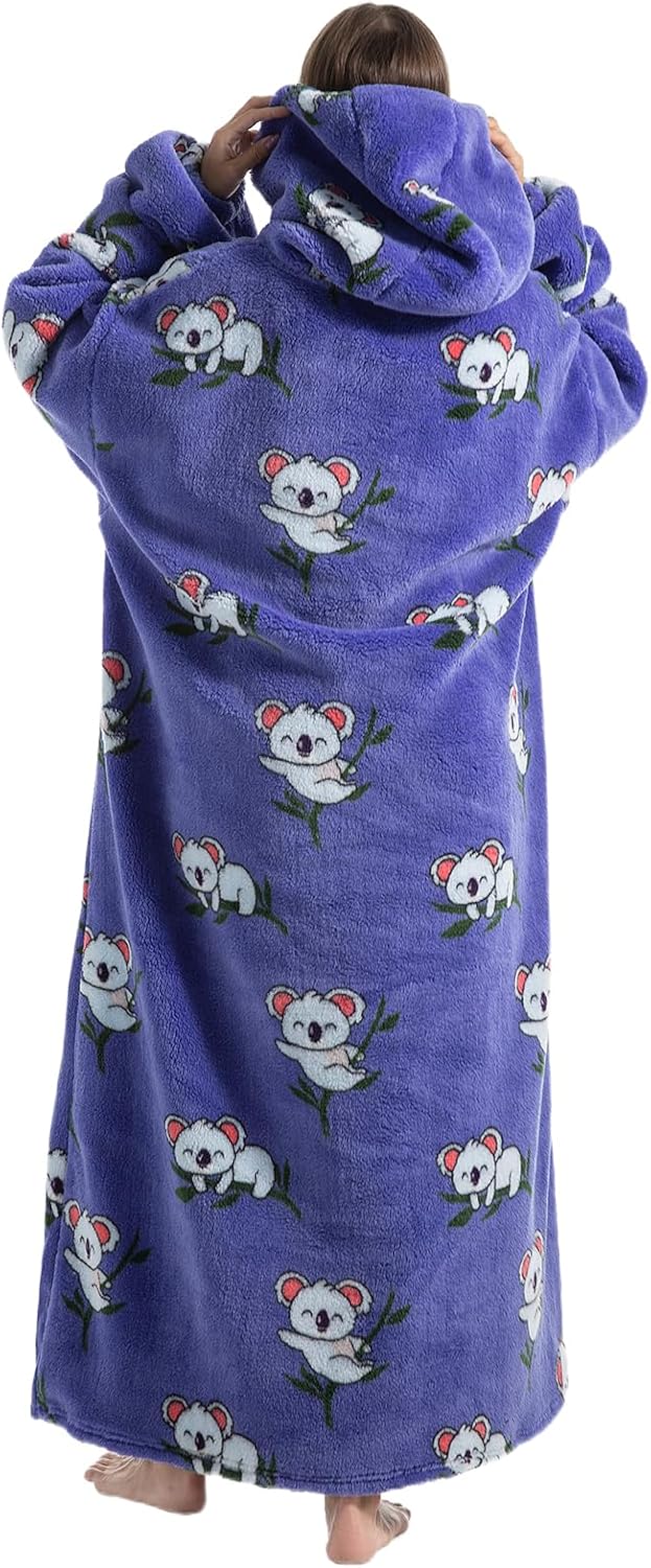 Ultra Weiche Hoodie Decke mit Ärmeln Warme Flanell Decke zum Anziehen für Zuhause Sofa und Bett, Kus