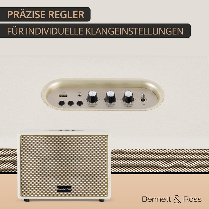 Bennett & Ross BB-880CW Blackmore Giant - Retro Bluetooth Lautsprecher in Lederoptik - TWS-Funktion