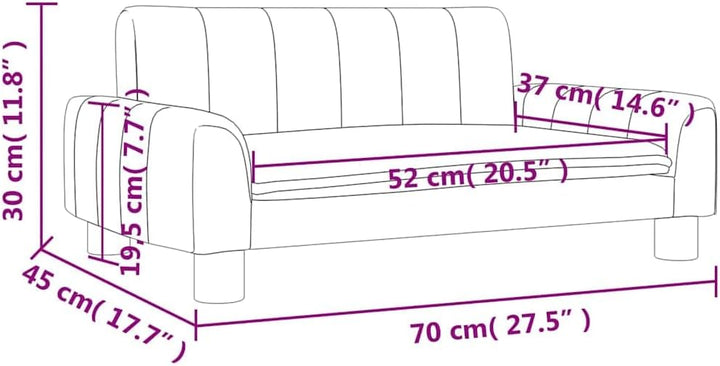 vidaXL Kindersofa Schwarz 70x45x30 cm Kunstleder 70 x 45 x 30 cm Schwarz, 70 x 45 x 30 cm Schwarz