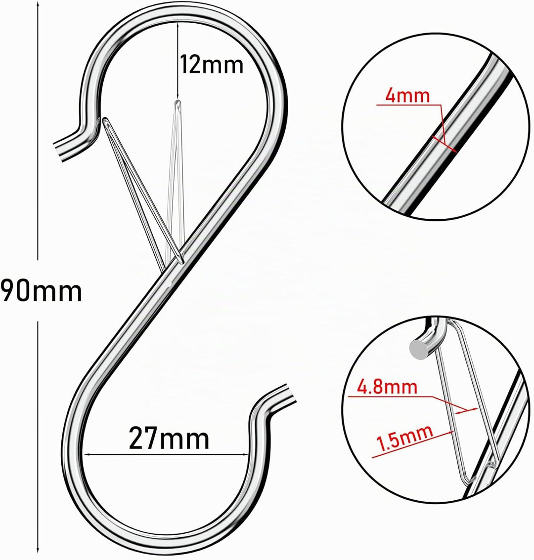 S Haken, Haken Zum Einhängen, Sicherheitsschnalle Design, 20 Stück küchenhaken Schwerlast Metall Hak