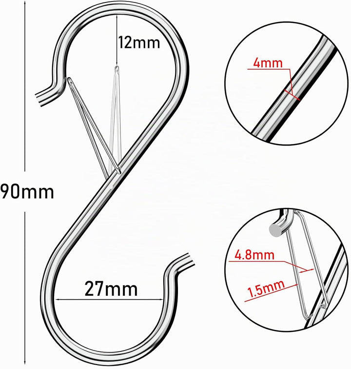 S Haken, Haken Zum Einhängen, Sicherheitsschnalle Design, 20 Stück küchenhaken Schwerlast Metall Hak