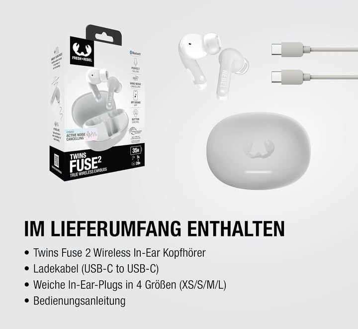 Fresh 'n Rebel Twins Fuse 2 Wireless In-Ear Kopfhörer Noise Cancelling - Klarer Sound - 36h Akku - B